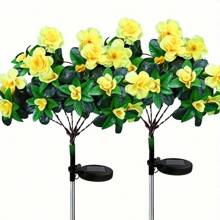 1 Peça Luz Solar de Flor de Rododendro - Decoração de Jardim Externa com LED, Luminária de Piso de Pátio Eficiente em Energia com Pétalas Refletivas Multicoloridas, Iluminação Solar para Caminho para Ambientação Noturna, Luzes de Jardim Noturno | Design de Luz Floral