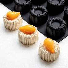 1pc Cylinder/Heart Shaped Silicone Mold, Suitable For Cake Decoration, Mousse, Jelly, Chocolate, Heat-Resistant For Home Baking. Ideal For Daily Homemade Desserts To Satisfy Family's Taste, Party Gatherings To Make Delicate Sweets For Convenient Serving And Festive Atmosphere - Black - View 5