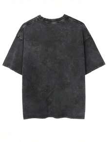 GLEC RODEO, Cowboy's Competitive Competition, Cowboy's Joyful Time, Classic Retro Fashion Casual Cowboy Riding Competition Popular Letter Pattern Printed 230g Washed Cotton T-Shirt, Men's Summer High-Quality Printed Washed Cotton Retro Fashion Brand Loose Casual Black T-Shirt, Single Piece, Suitable For Summer Outdoor Wear, With A Certain Thickness, Daily Wear And Friend Gifts, Back To School Gifts, Children's Gifts - 黑色 - 查看 3