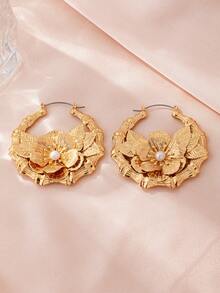 1 对女士夸张超大竹节环状耳环