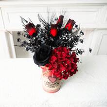1 Set Of Red Artificial Flower Bouquets, Bohemian Style, Suitable For Home Decoration, Wedding Or Valentine's Day Gifts, Seasonal Decoration | Decorative Flower Bouquets | Plastic,Halloween Decor Halloween Decor Fall Decor Room Decor,Fake Plants
