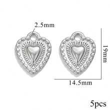 5PCS Stainless Steel Fashion Simple Rose Heart Pendant DIY Necklace Earrings Bracelet Jewelry Making Supplies Suitable For Women Gift