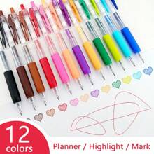 1 pieza Bolígrafo retráctil colorido, pluma para dibujar, diario y arte del estudiante, disponible en 12/8/6/4 colores, pluma de acuarela, pluma para pintar y grafiti en tu diario DIY, bolígrafo de gran capacidad de color, resaltador, útiles escolares, vuelta al cole