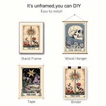 1/3 件塔罗牌象征主义墙面艺术海报，现代风格墙面艺术，太阳、月亮和星星塔罗牌墙面艺术，神秘和神秘主题装饰画，帆布艺术品墙画礼物，适用于卧室、办公室、客厅、墙壁装饰、家居和宿舍装饰，无框/带框 - 彩色 - 查看 7
