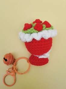 1 Stück Rose Bouquet Schlüsselanhänger, süße Schlüsselanhänger Auto Zubehör Schlüsselanhänger Taschenbaumler, Taschenanhänger, Rosa Rose Schlüsselanhänger, realistisch gestrickter Blumenstrauß, Geschenk für Abschluss, Freundin, Jahrestag, Valentinstag, Hochzeit Schlüsselanhänger, Muttertagsgeschenke Unabhängigkeitstag Frauen