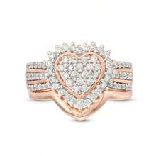Set de 2 anillos de moda para mujer, anillos de aleación con lustrosa circonita cristalina decorada con corazón, adecuado para el Día de San Valentín, vacaciones, trayecto, citas, fiestas, bodas, compromisos, regalo para esposa, novia, madre, aniversario, Año Nuevo, todas las temporadas