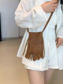 1 chiếc túi điện thoại thời trang cổ điển mini từ tính đóng kín, túi đeo chéo vai trang trí tua rua, nhiều màu sắc để lựa chọn, thích hợp cho các cô gái sử dụng hàng ngày để đi làm, mua sắm và hẹn hò, sự lựa chọn tốt nhất cho quà tặng sinh nhật và quà tặng Giáng sinh - Nhiều màu - Xem 15
