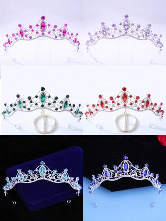1 Pc European & American Style Bride Rhinestone Crown Headwear, Simple & Elegant For Matching Wedding Dress, Veil, Costume, Birthday, Princess, Bridal Tiara Hair Garland Hair Vine Headpiece, Tiara Crown, Bridesmaids Gifts, Looks Of Party, Festival Outfits, Rave Accessories