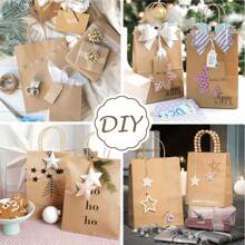 10pcs Brown Kraft Paper Bags With Handles-100% Takeaway Bags For Businesses, Retail, Grocery, BoutiqueSupplies, Parcel, Packaging, And Home Kitchen Ltems - Durable