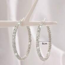 1 Pair Handmade Elegant Big Round Crystal Earrings, Suitable For Women, Party And Evening Dresses