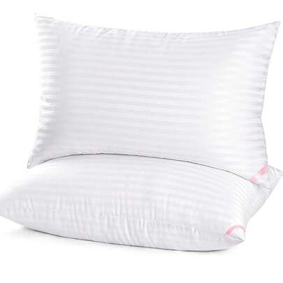 2pcs Hotel Collection Bed Pillows For Sleeping Pillows For Side And Back Sleepers, Super Soft Down Alternative Striped Satin L Silicone Filled Pillows L All Sizes L All Colors L 50x70 I 60x60 I 40x60 I 50x75 I 50x80
