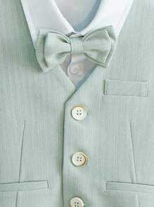 3 Peças/Conjunto Terno Infantil Masculino, Colete + Calça + Gravata Borboleta Combinando, Traje Formal de Festa, Cerimônia, Anfitrião, Terno de Gentleman, Verão