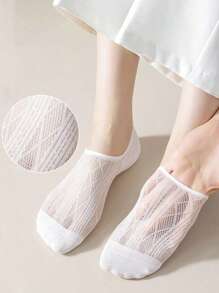 5 paires de socquettes pour femmes, socquettes invisibles transparentes, convenant pour l'été, avec des couleurs aléatoires