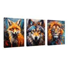 3pcs Animal Wall Arts Canvas Posters, Lion, Fox, Wolf Oil Painting HD Printing Optional Frame, Office, Living Room, Dining Room, Bedroom Home Decoration ,Wall Art With Frame