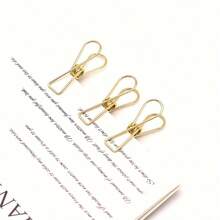 10pcs Gold Hollow Fish Shaped Binder Clips, Metal Bull Head Paper Clips For Office File Organization, Stapling And Storage,Back To School,School Supplies