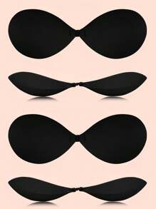 2 Pairs Of Adhesive Reusable Strapless Front Closure Bras, Invisible Nipple Cover Boob Pads, Women Underwear And Lingerie Accessories For Dresses And Gowns In Summer