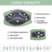 MAGEFY Bolsa de Maquillaje para Monedero Bolsa de Cosméticos Pana Linda Bolsa de Cosméticos para Mujer - Pequeño+Grande-Verde-2pcs - Ver 3