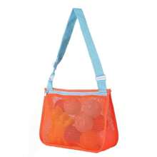 1pc Customized Embroidered Lightweight Foldable Large Capacity Beach Bag, Mesh Beach Storage Bag, Beach Travel Mesh Bag, Personalized Shell Zipper Mesh Beach Bag, Sun Protection Bag, Personalized Embroidered Bag, Summer Vacation Storage Bag, Personalized Shell Bag, Shoulder Tote Beach Bag