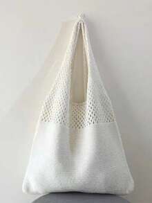 1pc Women Personalized Hollow-Out Knitted Shoulder Bag, Beach Vacation Tote, Fashion Versatile Handbag With Large Capacity, Suitable For Wedding Bride & Bridesmaid Gift, Office Work Commute Tote, Multi-Functional Shopping Bag, Ideal For Daily Use, Gift For Family, Friends, Mom, Partner, Great For Mother's Day, Valentine's Day, Nurse's Day, Teacher's Day, Christmas, Birthday - Multicolor - View 16