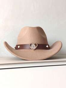 1 Universal Bohemian Western Cowboy Hat With Removable Heart-Shaped Decoration, Polyester, Sun Protection, UV Protection, The Best Gift Option For Easter - Multicolor - View 7