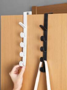 1/3 piezas Gancho vertical multifuncional en la parte trasera de la puerta, estante de almacenamiento sin perforaciones en la parte trasera de la puerta, gancho para bolsos, gancho colgante para ropa en armarios, dormitorios y habitaciones, ganchos de plástico, adecuado para dormitorios, salas de estar, puertas de baño, artículos para el hogar (blanco, negro, marrón)