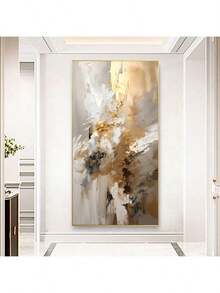 1 bức tranh tường Canvas trừu tượng vàng sang trọng - Khối màu sáng hiện đại, trang trí nhà sang trọng cho phòng ngủ, phòng khách, khu vực ăn uống, không khung, trang trí phòng, không có khung - Vàng - Xem 2