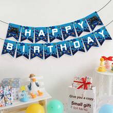 1 bộ điều khiển trò chơi Banner mừng sinh nhật, chủ đề trò chơi Trang trí tiệc Banner màu xanh lam - Nhiều màu - Xem 1