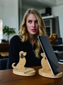 2 pezzi/1 pezzo Supporto per telefono/tablet a forma di cane in legno carino, porta oggetti multifunzione per scrivania, adatto per ufficio, tavolino da caffè, casa e giardino, interno ed esterno, ottimo regalo per vacanze, laurea, ritorno a scuola, Natale
