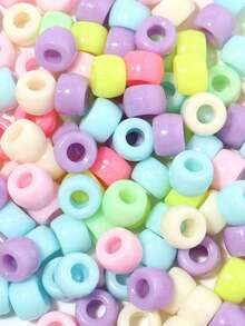 200颗小马珠混色手链珠闪光透明小马珠适用于发辫工艺品塑料珠适用于手链首饰制作 - 彩色 - 查看 1