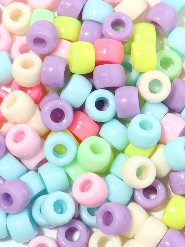 200pcs Pony Beads Mixed Color Bracelet Beads Glitter Transparent Pony Beads For Hair Braids Crafts Plastic Beads For Bracelet Jewelry Making