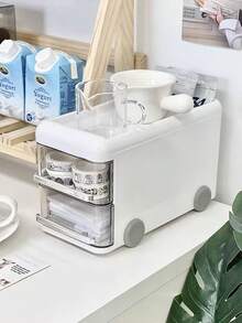 1 件复古双巴士抽屉笔筒，大容量收纳盒，学生桌面收纳，文具铅笔盒，书桌配件学校用品，返校