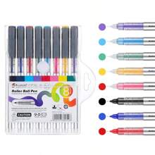 1pc High-Quality Colorful Liquid Ink Gel Pen, Suitable For Artists, Painting, Journaling, 8 Color Set, Large Capacity Marker Pens, Highlighters For DIY Journal & Drawing Back To School