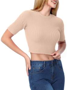 DUKEZA Women Knit Tops - Deep Apricot - View 6