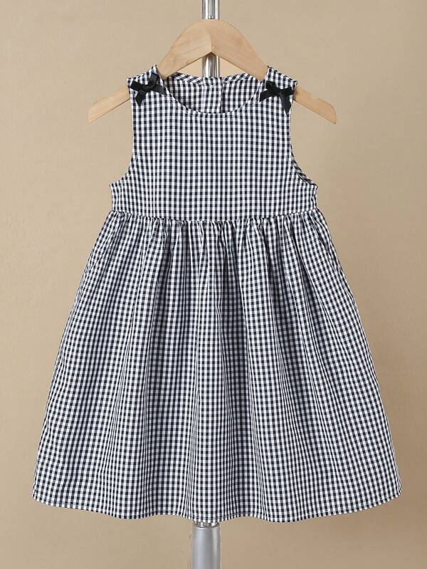 Young Girl Summer Outdoor Plaid Casual Loose Dress