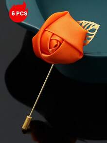 6pcs/Pack Groomsmen Lapel Flower, Silk Rose Brooch For Wedding Bride Bridesmaids, Men's Suit Accessory For Prom - Brooch - View 23