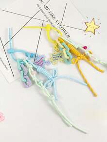 1 PIEZA Accesorio de bolso con estilo de macaron para la playa, fiesta, estilo de playa, que contiene cuerda y llavero con forma de rompecabezas de acrílico, accesorio de llavero que se puede usar como colgante de bolso o coche. Regalo de San Valentín elegante para adolescentes