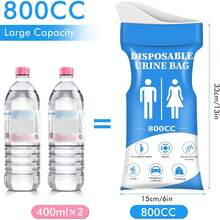 , 12/24 PCS Pee Bags Travel Women/Men, 800ML Emergency Portable Urinal Bag And Vomit Bags, Unisex Urinal Bag Camping, Traffic Jams - Blue - View 5