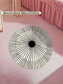 1pc Modern Minimalist Round Area Rug, Soft Plush Velvet Texture, Vibrant Colors, Suitable For Living Room, Bedroom, Entryway, Kitchen, Bathroom, Gaming Room, Study, Durable & Easy To Clean