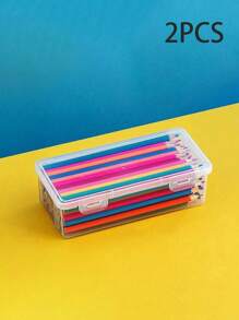 1 pièce/3 pièces/5 pièces Étui à crayons transparent grande capacité - Boîte de rangement en plastique à couvercle articulé, adaptée pour les fournitures scolaires et de bureau, organisation de bureau