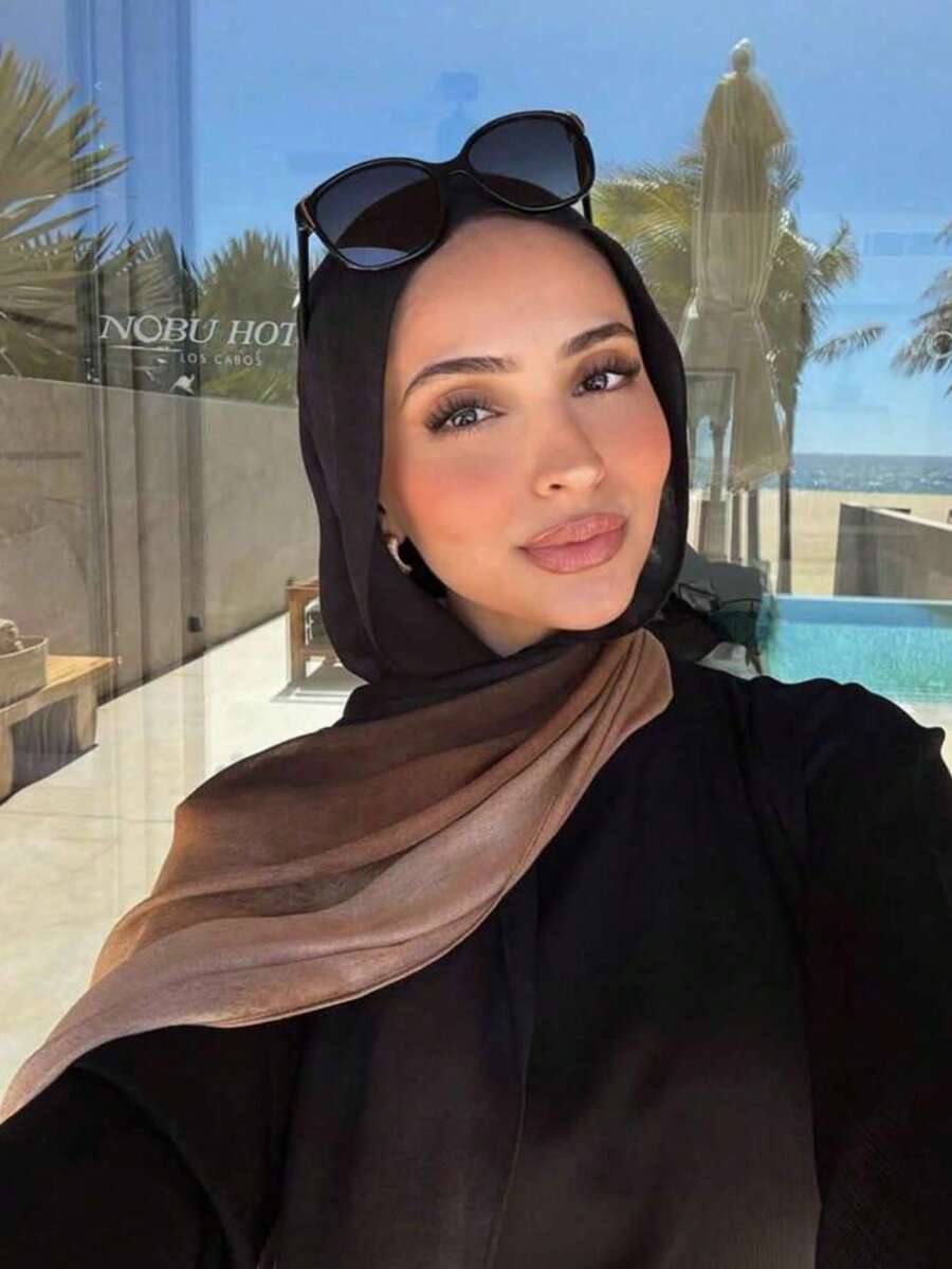 1条女士波西米亚风佩斯利花纹针织羊绒围巾，适合日常和假日穿着 - 黑灰色 - 查看 1