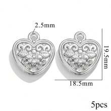 5PCS Stainless Steel Fashion Simple Rose Heart Pendant DIY Necklace Earrings Bracelet Jewelry Making Supplies Suitable For Women Gift