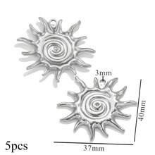 5PCS Stainless Steel Fashion Simple Rose Heart Pendant DIY Necklace Earrings Bracelet Jewelry Making Supplies Suitable For Women Gift