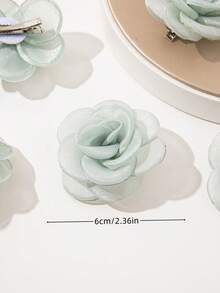 6pcs Cute Rose Flower Hair Clips, Suitable For Everyday Wear And Vacation Dressing - Green - View 4