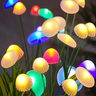 1/2pcs New Outdoor Solar Lights ,Solar 6/8LEDS Jellyfish Lights, Mushroom Lights, Waterproof Outdoor Solar Decorative Lights, Garden Decoration Lights, Outdoor Landscape Lawn Lights, Energy Efficient Novelty Gifts, Home Creative Gifts