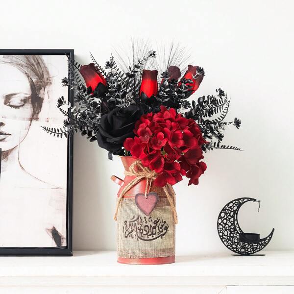 1 Set Of Red Artificial Flower Bouquets, Bohemian Style, Suitable For Home Decoration, Wedding Or Valentine's Day Gifts, Seasonal Decoration | Decorative Flower Bouquets | Plastic,Halloween Decor Halloween Decor Fall Decor Room Decor