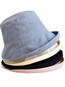 Sombrero de cubo de ala ancha transpirable y casual, sombrero de cubo retro versátil, protección solar para el verano, sombrero casual de unicolor sin protección UV, primavera/verano