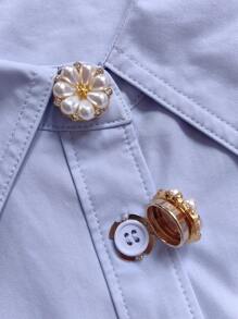 2 piezas Cubierta de botón para camisa, Gemelos con diseño de flor, Broche de botón de manga para vestido, Decoración de botón para esmoquin, Accesorios de ropa, Regalo