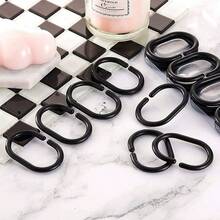 12/24pcs Shower Curtain Hooks, Shower Curtain Rings, C-Shape Plastic Shower Curtain Hooks, Stylish Bathroom AccessoriesChristmas Decor