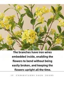 1 pieza de 30,71 pulgadas de rama de osmanto artificial, rama de osmanto amarilla falsa, tallo alto de seda, apropiada para decoración del hogar, sala de estar y mesa de comedor, bricolaje para boda, ramas de osmanto del patio, Día de San Valentín, como regalo, regalo de cumpleaños, regalo de graduación.