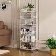 6 Tier Wire Shelving Unit With Wheels Baskets Storage Rack Corner Shelves Adjustable Shelf Closet Bathroom Organizers Metal Pantry Kitchen Garage Laundry Room 13.5" D X 13.5" W X 63" H Silver - White - View 4
